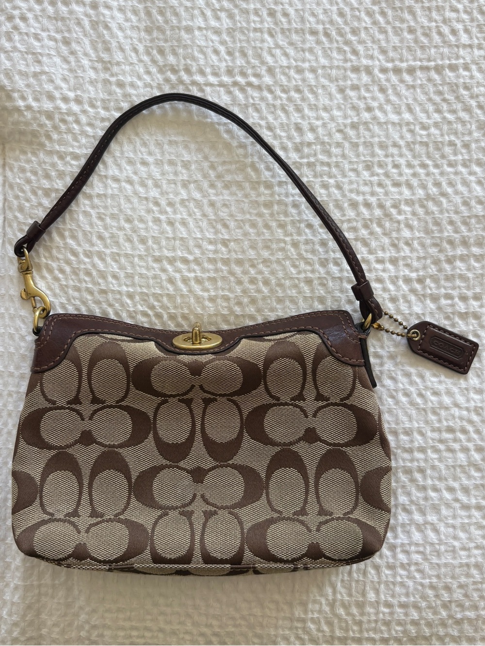 Coach Signature Classic Brown Canvas Wristlet